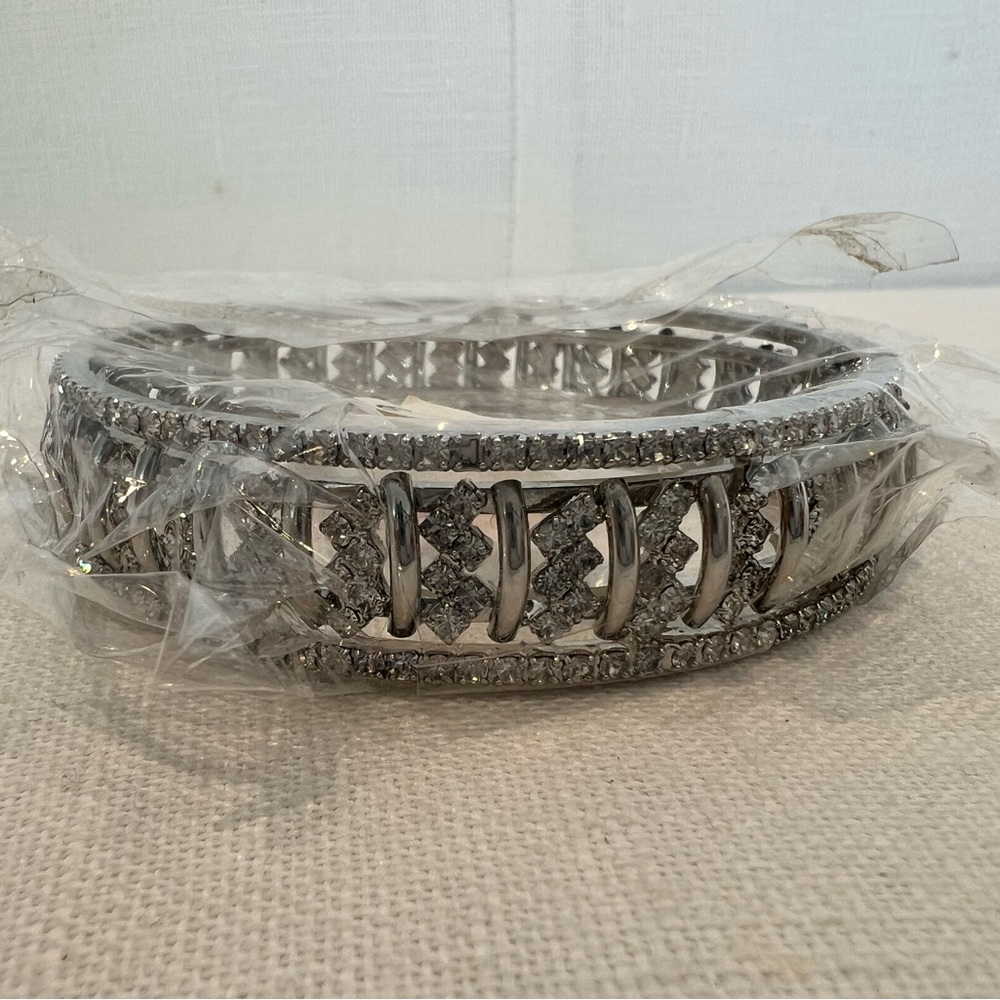 Silver-toned Rhinestone Statement Bangle | In Original Packaging - Picture 2 of 5